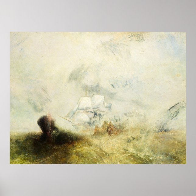 Poster Baleeiros, 1845, por Joseph Mallord William Turner (Frente)