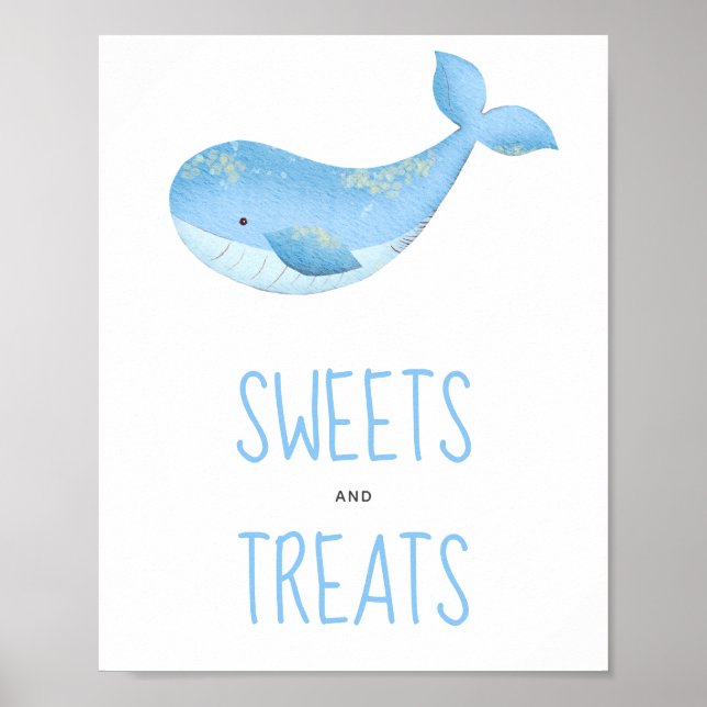 Poster Baleia aquarela - banner de doces e guloseimas (Frente)
