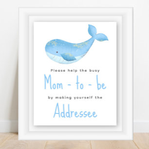 Poster Baleia aquarela - Destinatária futura mamãe