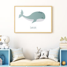 Baleia Azul Fofa com Nome Personalizado Criança Pe