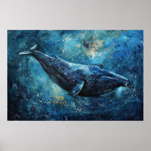 Poster Baleia azul nadando no mar