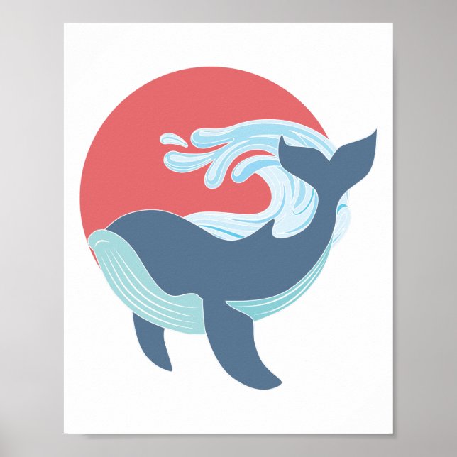 Poster baleia azul-natação (Frente)