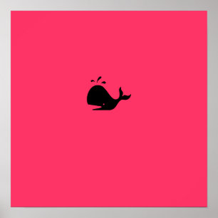 Pôster Baleia de Glow_black-on-red do oceano