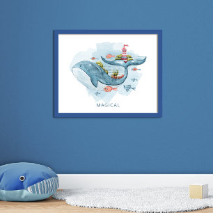 Poster Baleia Fantasia Magia, Life Watercolor