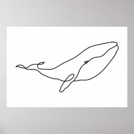 Poster Baleia, ilustração de arte linear