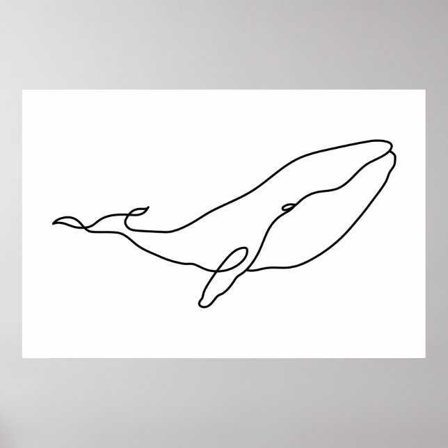 Poster Baleia, ilustração de arte linear (Frente)