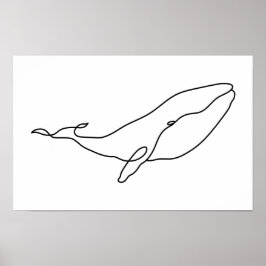 Poster Baleia, ilustração de arte linear 17 x 11