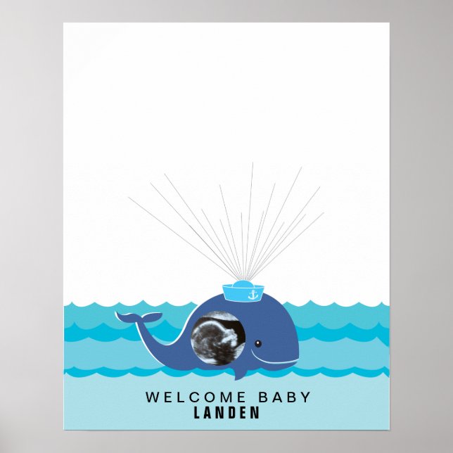 Poster Baleia | Livro de visitas para chá de bebê Impress (Frente)