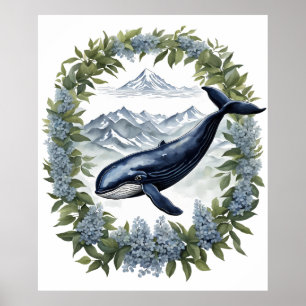 Poster Baleia Physeter macrocephalus Com Laurel-da-montan
