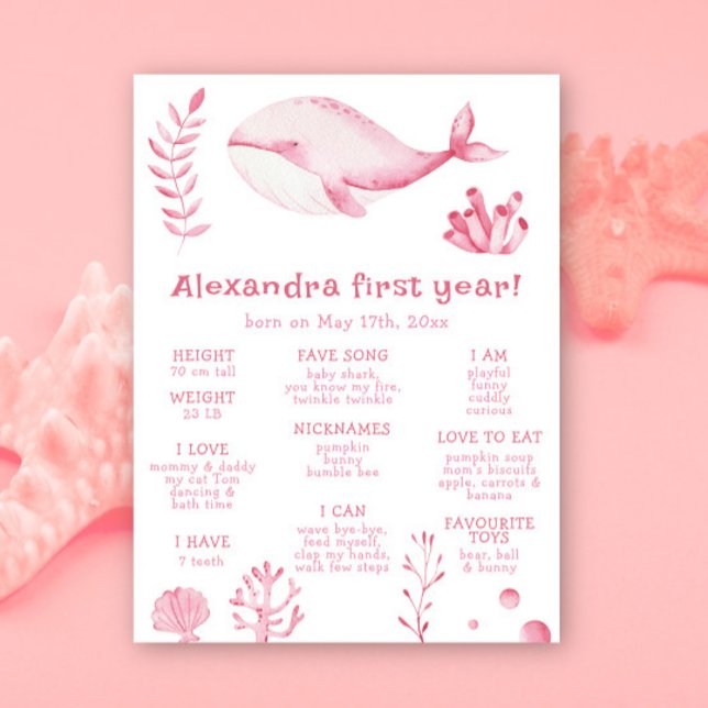 Poster Baleia Primeiro Aniversário Milestone Aniversário (Criador carregado)
