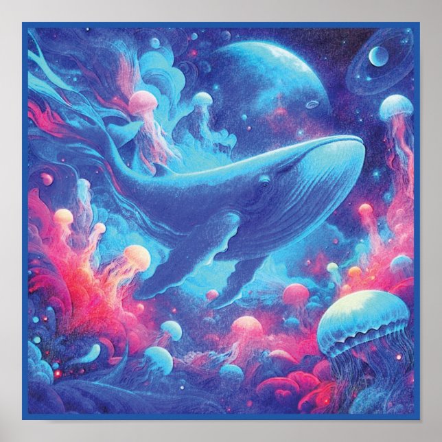 Poster Baleia Psicodélica Sonhos do Oceano (Frente)