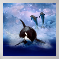 Baleia-sonho e golfinhos