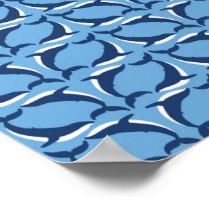 Poster Baleias Azul Brancas Yin Yang Mar Oceano Animal