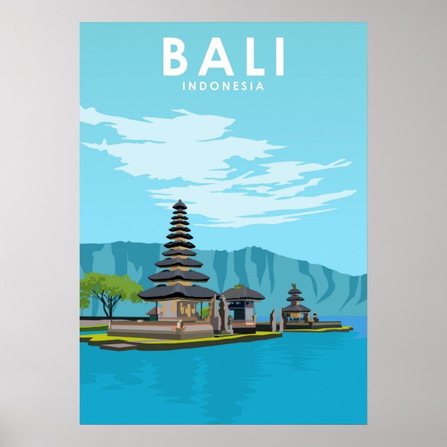 Poster Bali Indonesia Illustration Viagem (Frente)