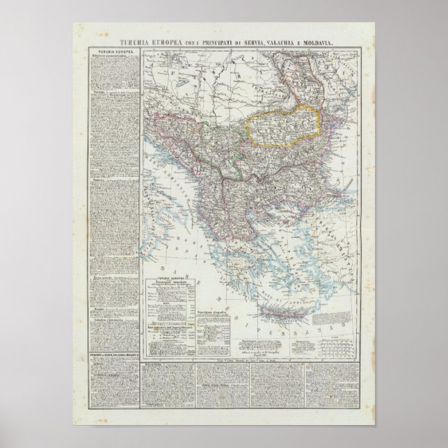 Pôster Balkan Peninsula, Turkey, Serbia, Europe (Frente)