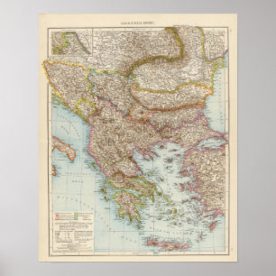 Pôster Balkanhalbinsel - Mapa da Península dos Balcãs