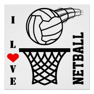 Pôster Ball and Net Design I Love Netball