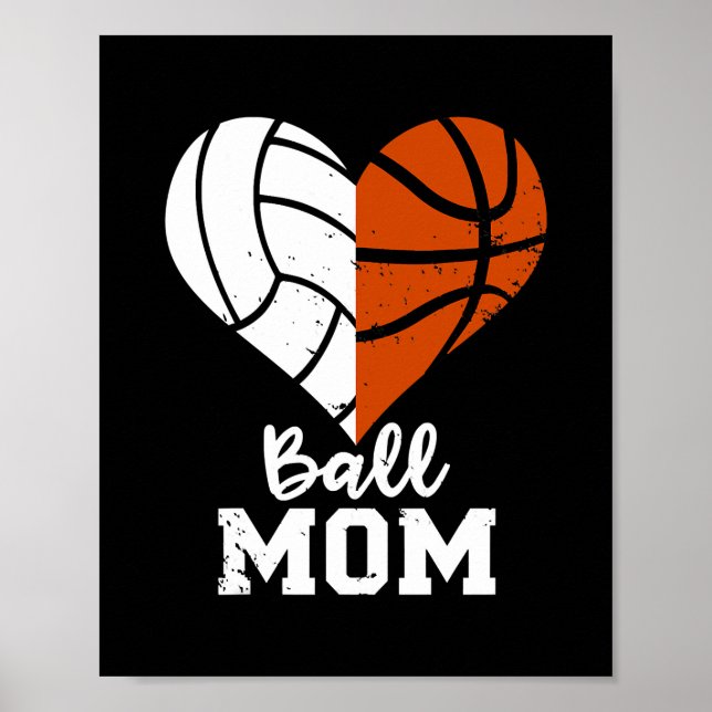 Poster Ball Mãe Coração Engraçado Voleibol Mamãe (Frente)