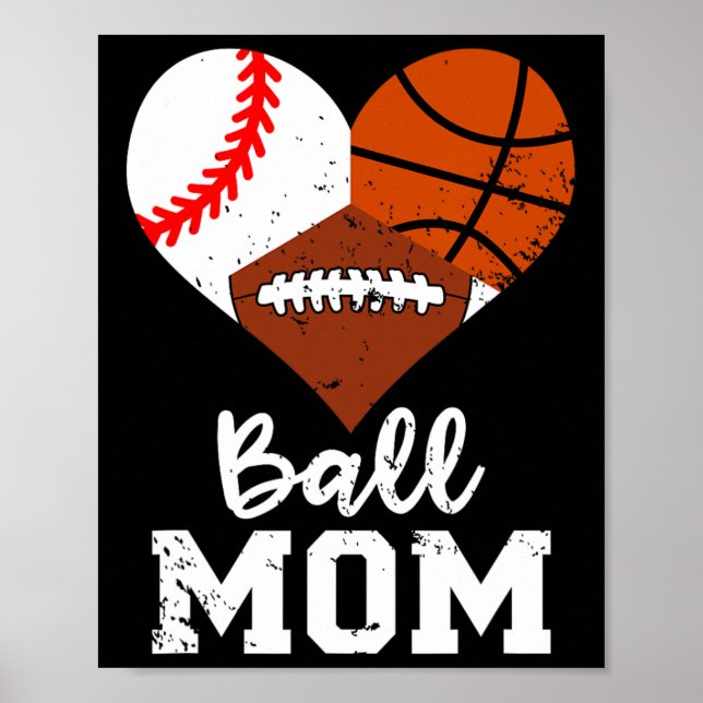 Poster Ball Mãe Diversão Baseball Basball (Frente)