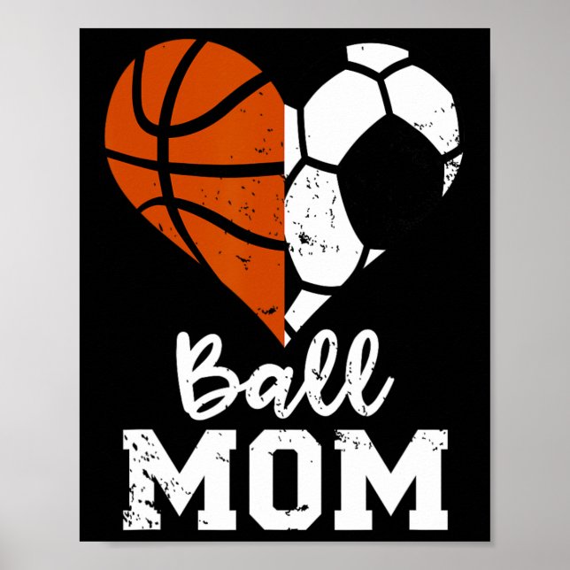 Poster Ball Mãe Diversão Cardíaca Futebol de Basquete Mãe (Frente)