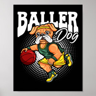 Poster Baller Dog Sports Atleta Bulldog Muscular Bas