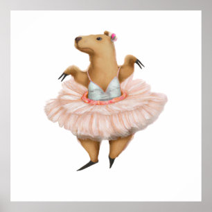 Poster Ballerina Capybara na saia rosa tutu
