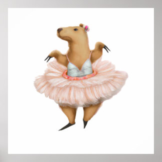 Poster Ballerina Capybara na saia rosa tutu