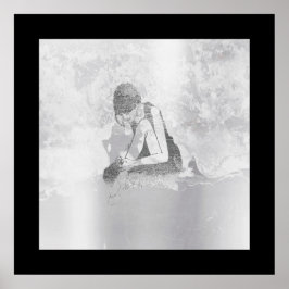 Pôster Ballerina Corpo Cinza de Prata Cimento