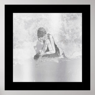 Pôster Ballerina Corpo Cinza de Prata Cimento