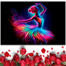 Poster Ballerina dança colorida garota elegante neon bril