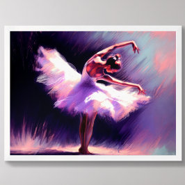 Poster Ballerina Dancer Possuindo Pastel Desenhando Azul