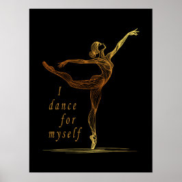 Poster Ballerina de Arte em Linha Dourada - Eu Danço para
