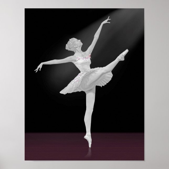 Poster Ballerina em Prata e Preto (Frente)
