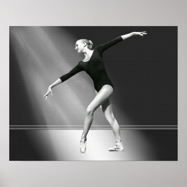 Pôster Ballerina em Preto e Branco (Frente)