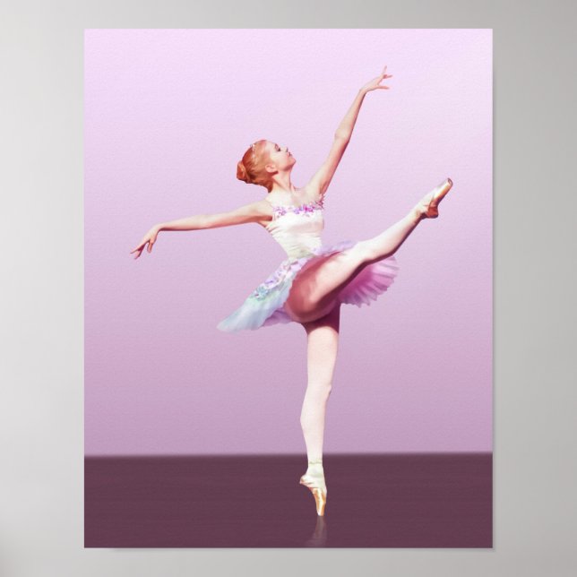 Poster Ballerina em rosa e Lavanda (Frente)