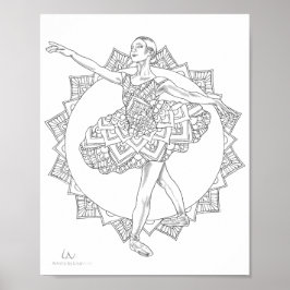 Poster Ballerina Mandala Dancer para Coloração de