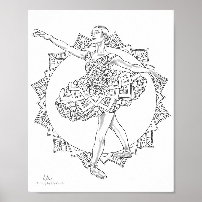 Poster Ballerina Mandala Dancer para Coloração de  (Frente)