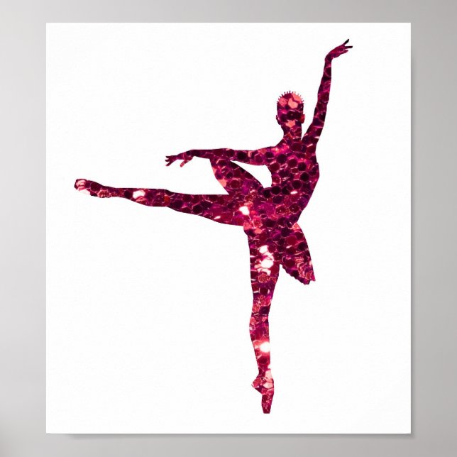 Poster Ballerina Rosa Sparkly (Frente)