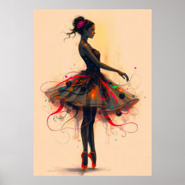 Poster Ballerina Tanzt in Farbexplosion