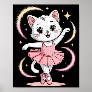 Poster Ballet de Tutu de Gato Fofo Dança Ballet