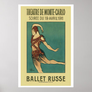 Poster Ballet Russo de Monte Carlo 1911 Paris França