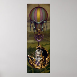 Pôster Balloon Chariot - Rococo Steampunk Art Print