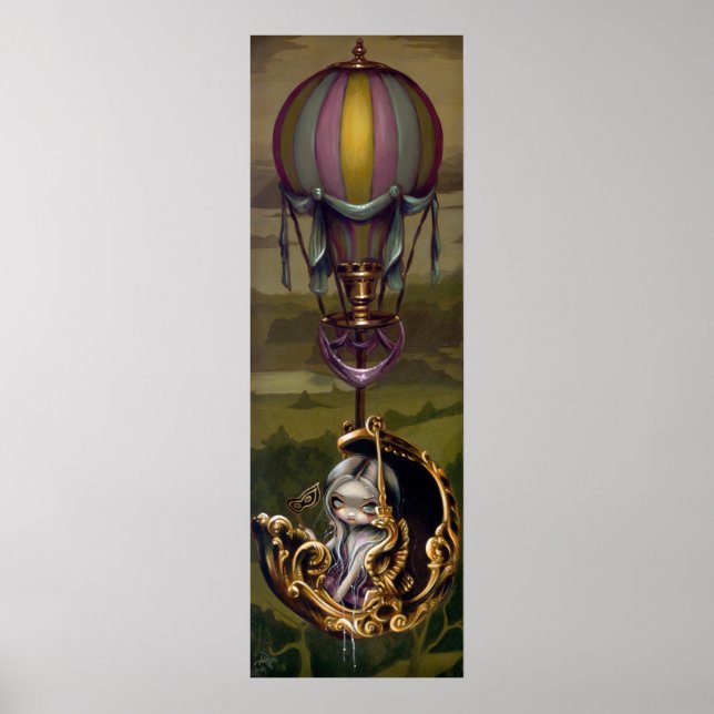 Pôster Balloon Chariot - Rococo Steampunk Art Print (Frente)
