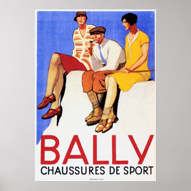 Poster BALLY Chausures De Sport Antigo CALÇADO Francês An (Frente)