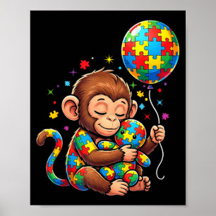 Poster Baloão de macaco conscientização do autismo crianç