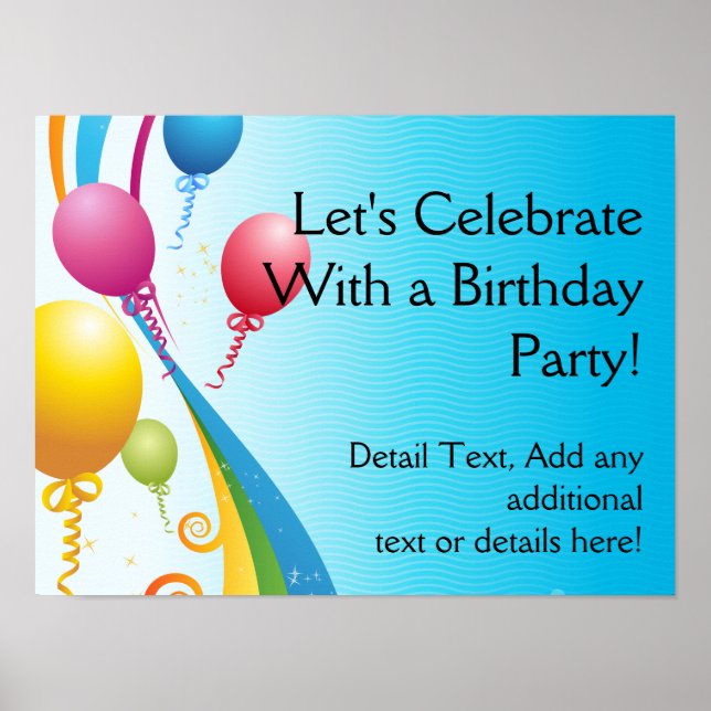 Poster Balões Coloridos | Fitas Curvas (Frente)