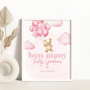Poster Balões cor-de-rosa Quantas ursinhos