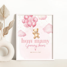 Poster Balões cor-de-rosa Quantos ursos nojentos no jarro