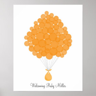 Poster Balões da assinatura do bebê - laranja