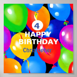 Poster Balões de Aniversário Coloridos